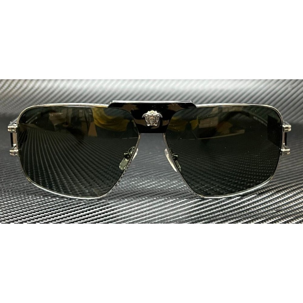Versace Gunmetal Green Men's 63mm Sunglasses